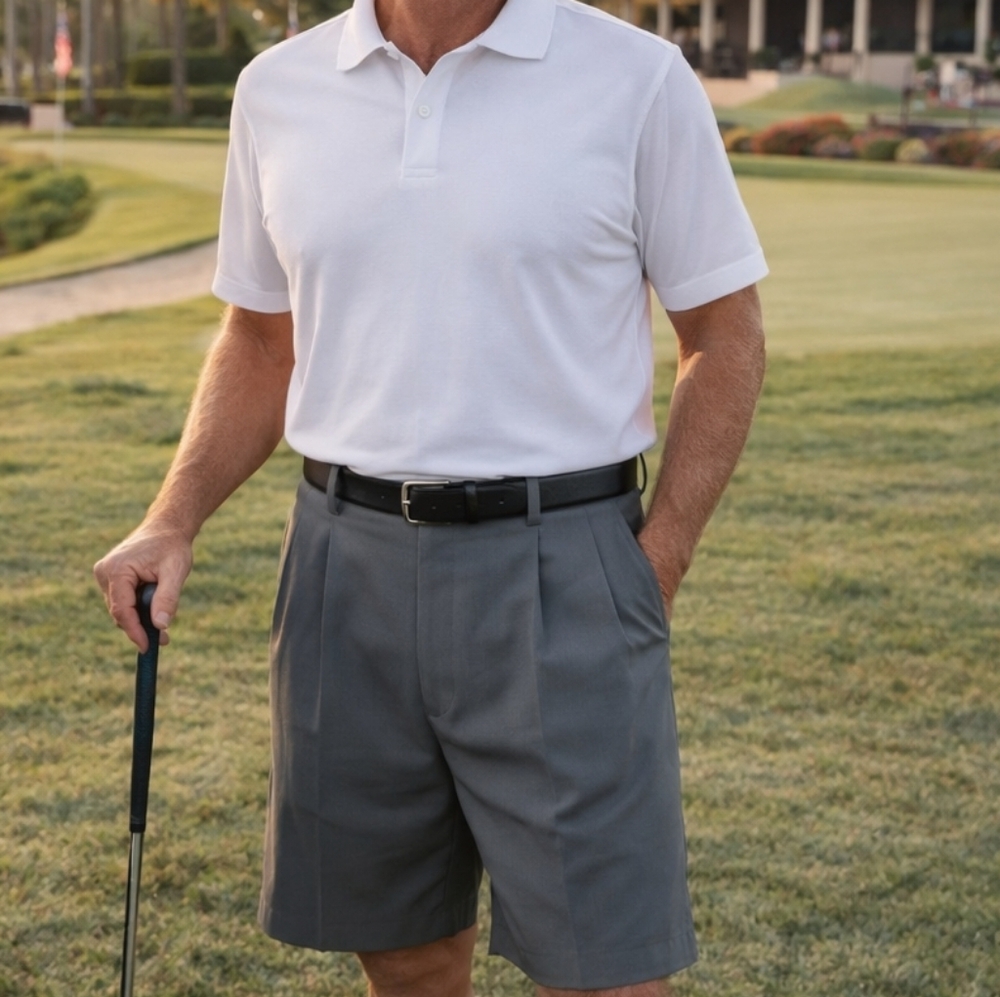 NWT Jos A Bank Leadbetter Gray Golf Shorts 40 Pleated Front Gripper Waistband Da